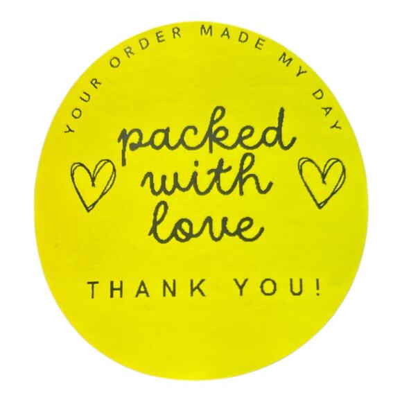 Set of 100 2" Round Handmade "Packed with Love" Stickers - Picture 4 of 8